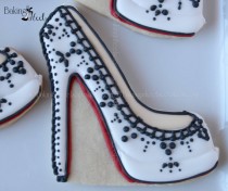 wedding photo - Louboutin Inspired Decorated cookies -  Shoe Cookies