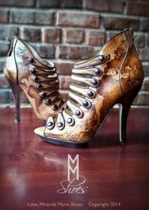 wedding photo - Hand Painted Steampunk Shoes - Wedding Shoes - New