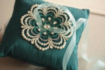 wedding photo - Wedding Ring Pillow in lovely blue color