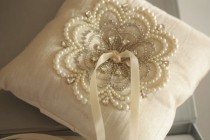 wedding photo - Wedding Ring Pillow - NU Ivory - New