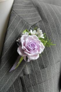 wedding photo -  Polymer clay flower Buttonhole Boutonniere for men