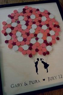 wedding photo - Alternative Wedding Guest Book - Couple Balloon Guestbook - Shadow Box - Any Size - Original Personalized Custom Guestbook - New