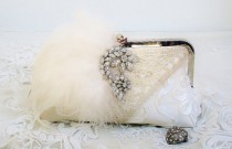 wedding photo -  Gatsby Style Vintage Ivory Bridal Clutch