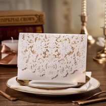 wedding photo -  White Cream Lace Wedding Invitation Card