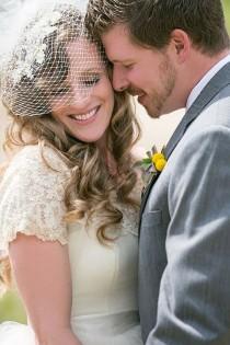 wedding photo -  Ivory Fishnet & Tulle Double Layer Veil