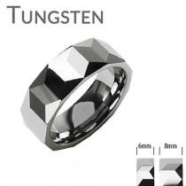 wedding photo - Shadow Play - Prism Cut Stylish Tungsten Carbide Comfort Fit Ring