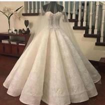 wedding photo - 2017 Gorgeous Lace Ruffles Sweetheart-Neck Ball-Gown Wedding Dresses