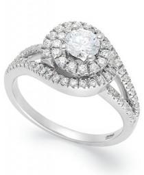 wedding photo - Diamond Swirl Engagement Ring in 14k White Gold (1 ct. t.w.)