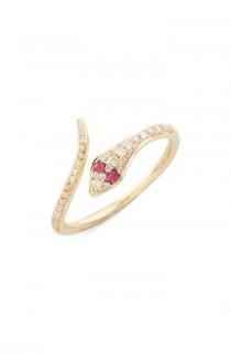 EF COLLECTION Diamond & Ruby Snake Ring wedding photo - EF COLLECTION Diamond & Ruby Snake Ring