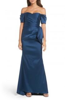 Badgley Mischka Bow Back Off the Shoulder Gown wedding photo - Badgley Mischka Bow Back Off the Shoulder Gown
