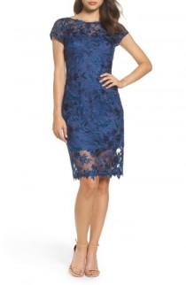 La Femme Illusion Detail Lace Sheath Dress wedding photo - La Femme Illusion Detail Lace Sheath Dress