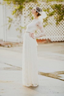 wedding photo - Longue robe de mariée manches