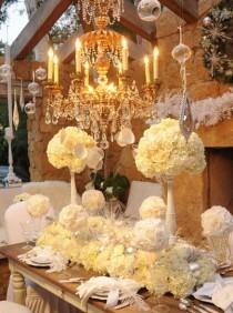 wedding photo - Elegant White Wedding Tablescape 