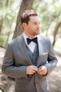 wedding photo - Polka Dot Bow Tie & Groom Suit 