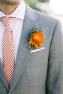 wedding photo - Orange Tie & Boutonniere 