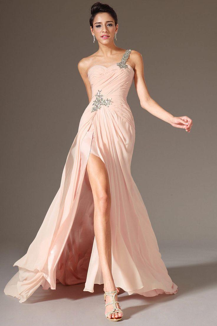 Sexy 2014 One Shoulder Beaded Chiffon Party Prom Bridal Evening Dresses ...