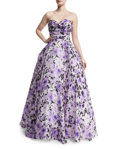 Sweetheart-Neck Strapless Floral-Print Gown #2730309 - Weddbook