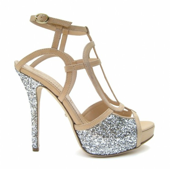 Nude Silver Sparkly Wedding Shoes ♥ Platform Special Design Bridal ...